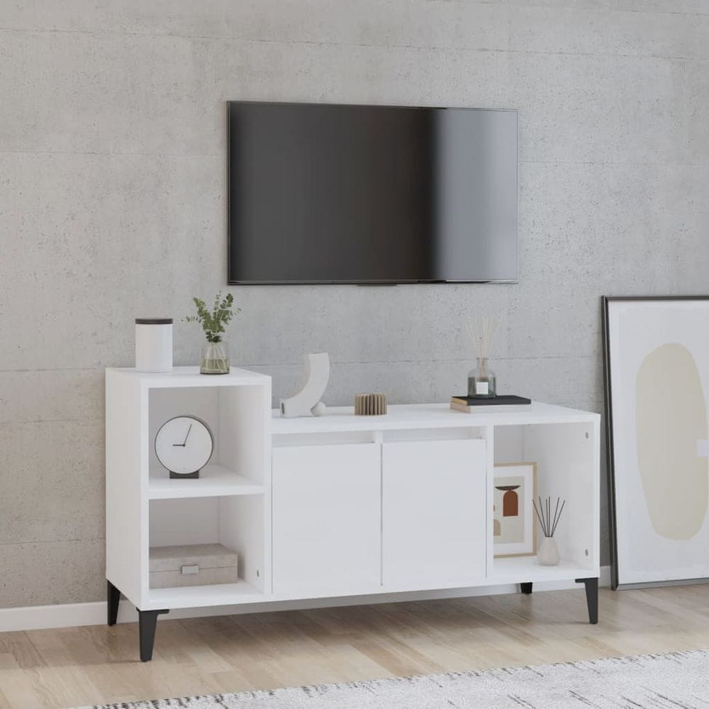 Vidaxl TV skrinka lesklá biela 100x35x55 cm spracované drevo